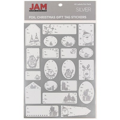 JAM Paper To/From Christmas Gift Tag Stickers Matte Silver Foil 40/Pack 249732357