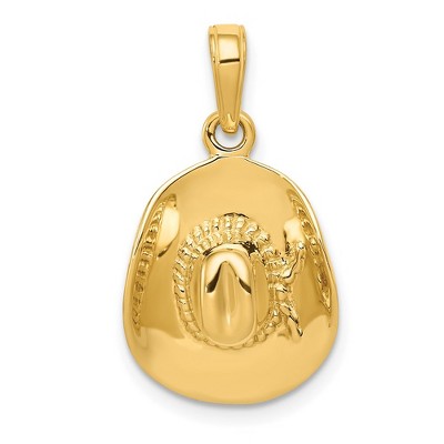 Black Bow Jewelry 14k Yellow Gold 3D Cowboy Hat Pendant