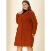 Agnes Orinda Women's Plus Size Winter Notched Lapel Double Breasted Pockets Long Overcoats - 2 of 4