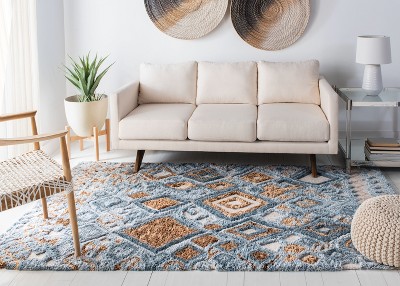 Grey and Gold Hand-Tufted Wool Moroccan Shag Rug, 4' x 6'