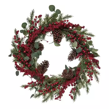 Northlight Blueberry Eucalyptus Pine Artificial Christmas Wreath, 28 ...