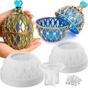 JDICTION Silicone Jar Resin Mold with Lid - 100Pcs Rhinestone Included for DIY Jewelry Storage, Candle Jars & Craft Gifts - 1 of 4