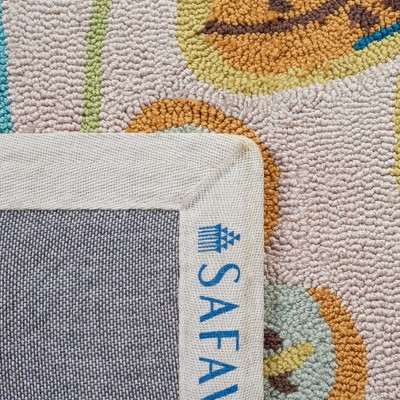 Ivory Floral Hand-Hooked Synthetic Runner Rug
