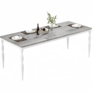 GustoWave 79'' Rustic Rectangular Dining Table for 6-8 People, Wood Texture Kitchen Table with Heavy Duty Legs, Easy to Clean - 1 of 4