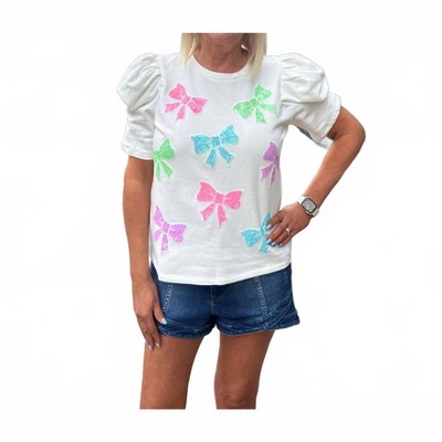 Women's GIRLY BOW TOP - Peach Love
