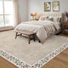 Machine Washable Modern Floral Bordered  Non Slip Area Rug for Living Room Soft Low Pile Indoor Aesthetic Carpet for Bedroom Dining Room Office - 3 of 4