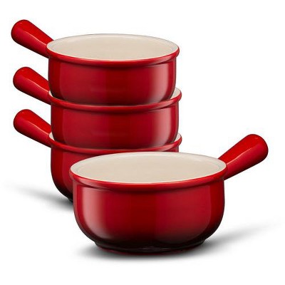 Kook French Onion Soup Crocks, Ceramic Bowls, 18 oz, Set of 4