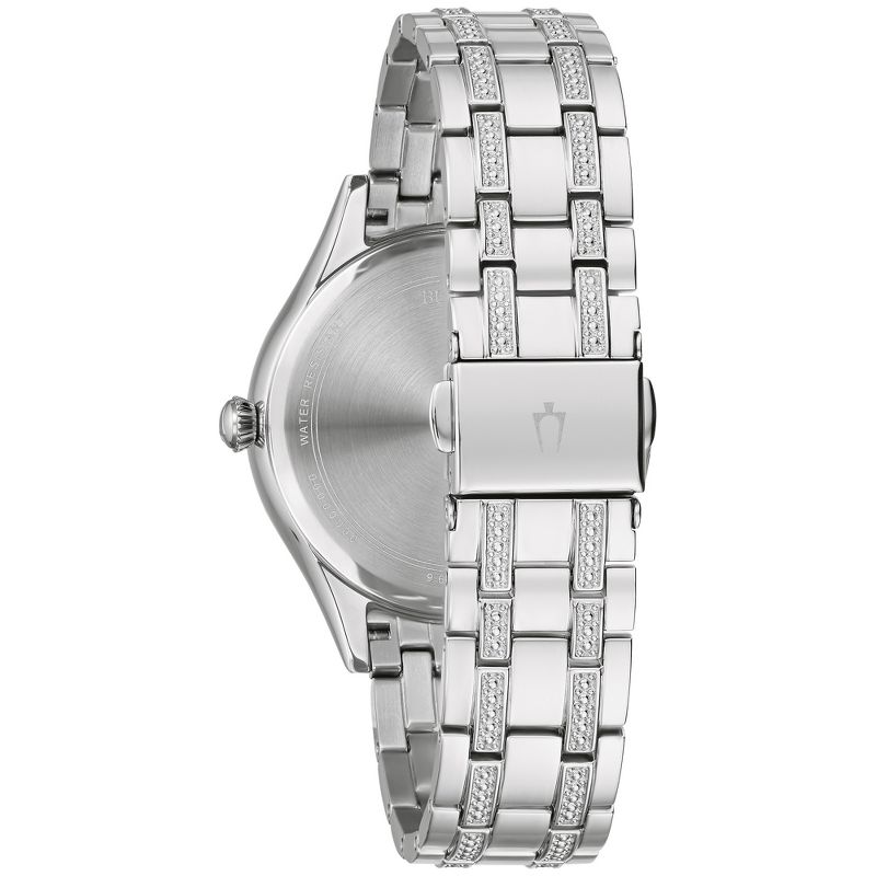 Bulova Ladies' Classic Crystal Stainless Steel 3-Hand Quartz Watch, White Mother-of-Pearl Dial, 3 of 7