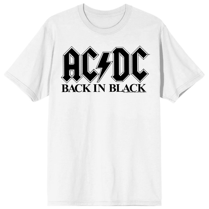 ACDC Back In Black Crew Neck Short Sleeve White Women's T-shirt, 1 of 4