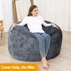 Bean Bag Covers Only, Adult Bean Bag Chair Cover No Filler, Round Soft Fluffy Faux Fur Beanbag Lazy Sofa Bed Cover - 2 of 4