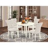 5-Piece Linen white Solid Wood Top - Round Dining Room Set - Seats 4 - 2 of 4