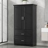 NicBex Modern Tall Bathroom Storage Cabinets with 2 Doors,Adjustable Shelves&2 Wide Drawers,Freestanding Cabinets for Bathroom - 2 of 4