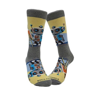 Robot Artist Socks from the Sock Panda (Men's Sizes, Adult Large)