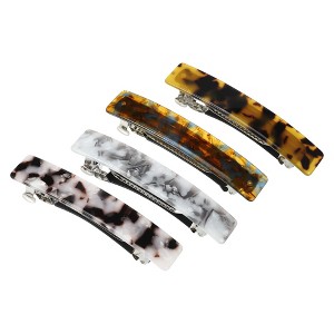 Unique Bargains Women's Tortoise Shell French Hair Barrettes 4 Pcs - 1 of 4