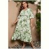 Coolmee Women Summer Maxi Dress Casual Plus Size V Neck Wrap Short Bell Sleeves High Waist Ruffle Hem Long Dress - 3 of 4