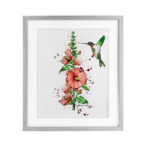 Stupell Industries Hummingbird And Hollyhock Framed Print Under Glass - 1 of 4