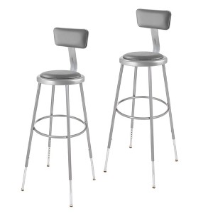 2pk Adjustable Heavy Duty Vinyl Steel Barstool with Backrest Gray - Hampden Furnishings - 1 of 4