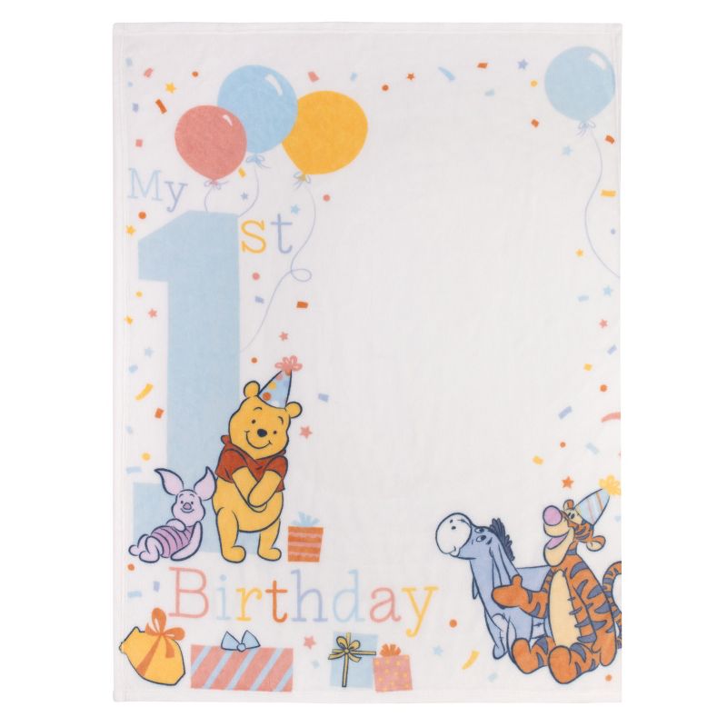 Disney Winnie the Pooh My 1st Birthday Multi-Colored Piglet, Tigger, and Eeyore Super Soft Photo Op Baby Blanket, 2 of 5
