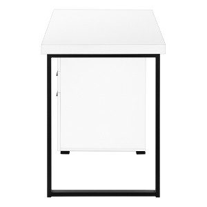 Vynxaria Modern 48" White Computer Desk with Black Metal Frame Reversible Setup Storage Drawers for Home Office - 1 of 4