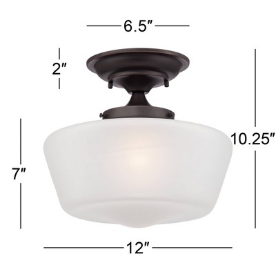 Bronze and White Glass Farmhouse Ceiling Light Fixture