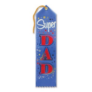 Beistle 2"" x 8"" Super Dad Award Ribbon Blue 9/Pack AR219B - 1 of 1