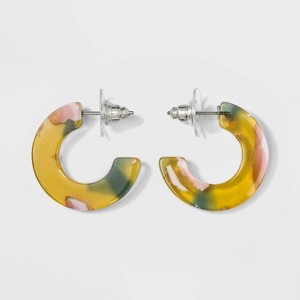 Acetate Open Hoops Earrings - A New Day Yellow, Women