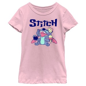 Girl's Lilo & Stitch Munchies Stitch T-Shirt - 1 of 4