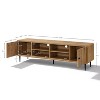 LuxenHome Oak Manufactured Wood 71-Inch Wide 4-Door TV Console Cabinet Brown - 3 of 4