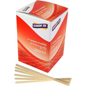 Genuine Joe Wooden Stirrers - 7" Length - Wood, Woodgrain - 1000 / Box - 1 of 4