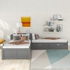 Double Twin Size L-shaped Platform Bed with Trundle and Drawers - 3 of 4