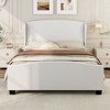 NicBex Modern Linen Upholstered Bed Frame with 51" High Wingback Headboard,Platform Bed Frame with Solid Wood Slats Support,Easy Assembly,White/Gray - 2 of 4