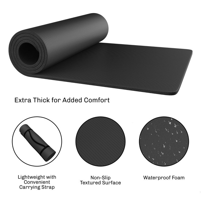 Leisure Sports Lightweight 0.5"-Thick Foam Sleep Pad - Black, 3 of 9