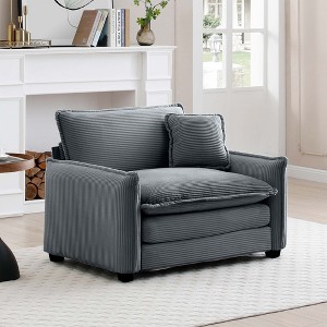 Comfortable Corduroy Deep Seat Single Sofa with Pillow, Ideal for Living Room, Bedroom, or Club - 1 of 4