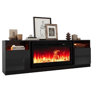 70 Inch Fireplace TV Stand with 36" Electric Fireplace, 12 Flame Colors, High Gloss Entertainment Center for TVs Up to 80" - 1 of 4