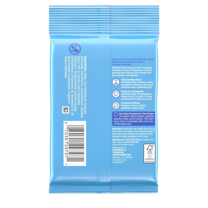 Neutrogena Facial Cleansing Makeup Remover Wipes, 2 of 12