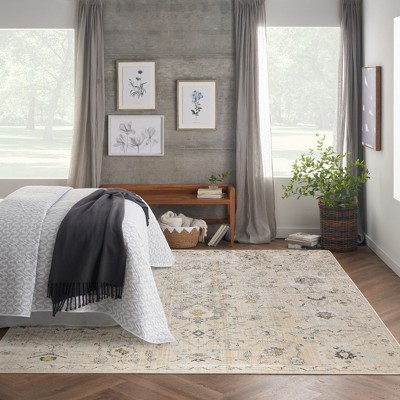 Cream 9' x 12' Rectangular Synthetic Vintage Area Rug