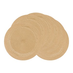REGALWOVEN Farmhouse Round Placemats Set of 6 Woven Placemats for Dining Table Decor - 1 of 4