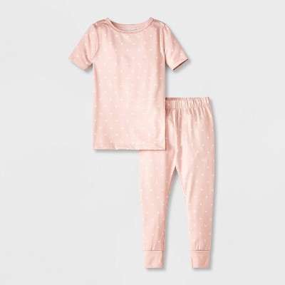 Toddler Girls' 2pc Hearts Smooth Jersey Snug Fit Pajama Set - Cloud Island™ Pink 5T