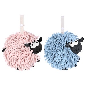 REGALWOVEN Cute Sheep Shape Chenille Soft Absorbent Hand Towels 2 Pcs - 1 of 4