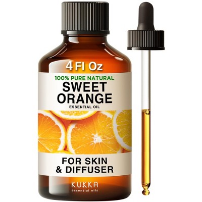 KUKKA Sweet Orange Essential Oil - 4 Fl Oz 100% Pure Natural Orange Oil Citrus Scent