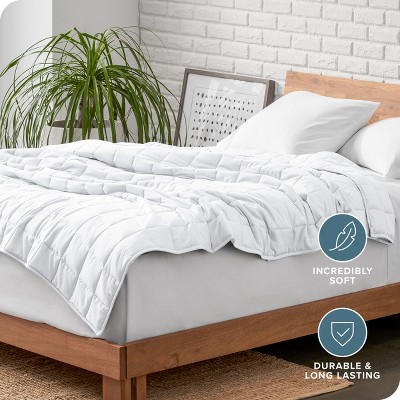 Cotton White 12 lb Queen Weighted Blanket with Glass Beads