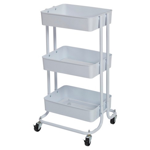 3-Tier Rolling Cart Metal Utility Storage Organization Craft Art Cart White