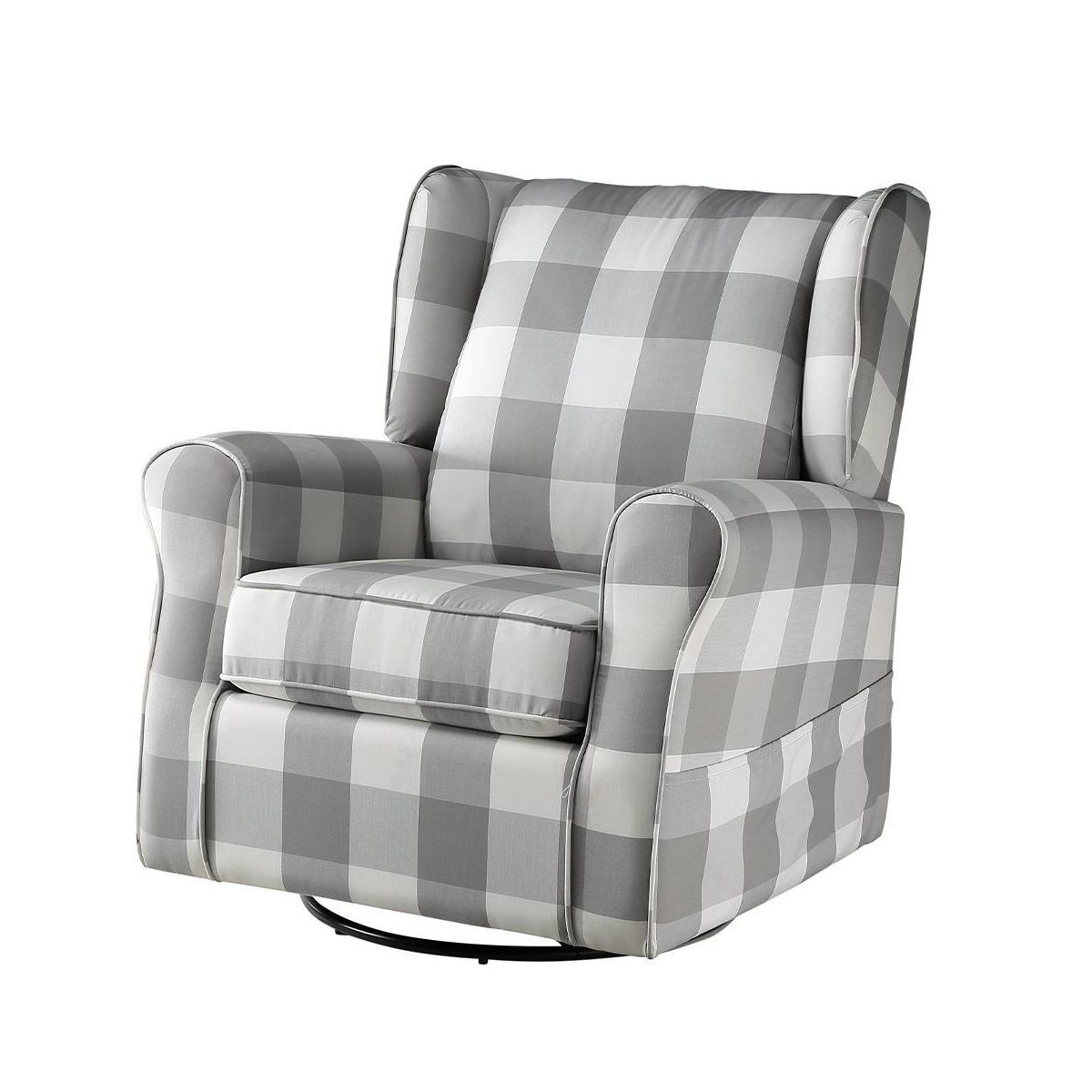 Acme Furniture Patli 35" Accent Chairs Gray Fabric: Flannel Upholstery, Swivel Base, Wood & Metal Frame - thumbnail 3
