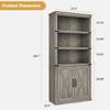 Farmhouse Wood Bookshelves with Open Shelves and Doors, Compact 5 Tier Bookcase, Vintage Display Cabinet for Living Rooms, Apartments, Offices, White - 2 of 4