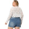 Agnes Orinda Women's Plus Size Shrug Tie Neck Bolero Crop Lace Sheer Ruffle Hem Cardigan - 4 of 4