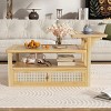 Living Room MDF Storage Coffee Table,Coffee Table With Storage Shelf And Rattan Drawer,Shelf Adjustable,Small Space Coffee Table-Cuddlewood - 2 of 4