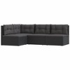vidaXL 4 Piece Patio Lounge Set with Cushions Black Poly Rattan - 2 of 4