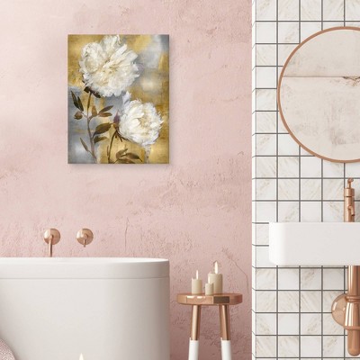Gold and Gray Floral Canvas Wall Art, 29" x 26"
