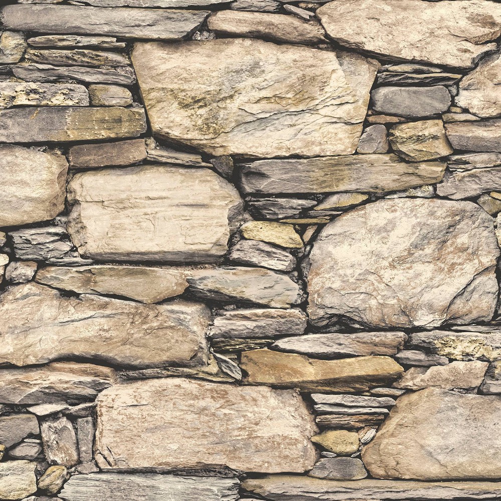 Photos - Wallpaper Nu Hadrian Stone Wall Peel & Stick  Sand Stone