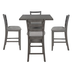 Bellemave 5-Piece Wooden Counter Height Dining Set with Padded Chairs and Storage Shelving,Gray - 1 of 4